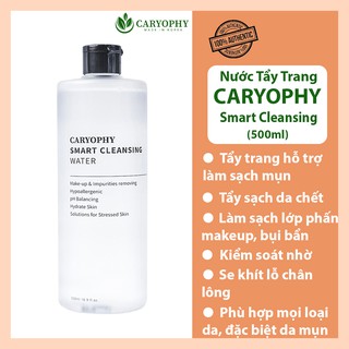 Nước tẩy trang thông minh nhẹ dịu cho da Caryophy smart cleansing 500ml, 300ml.