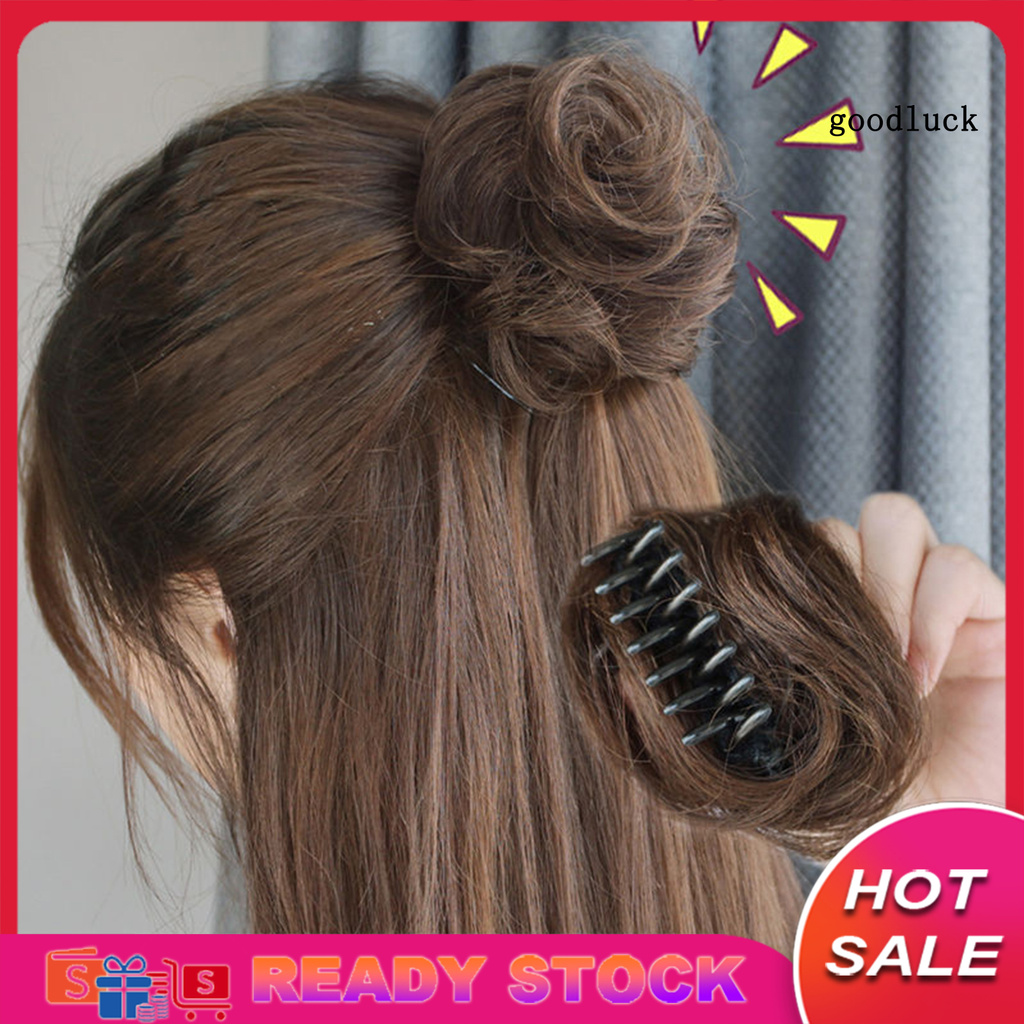 Mini Hair Bun Extension Curly Chignon Claw Clip Hairpiece Topknot Accessories