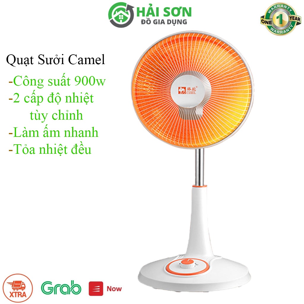 Quạt sưởi CAMEL,quạt sưởi halogen công suất 900w không gây khô da có 2 cấp độ sưởi ấm và nóng tùy chỉnh.