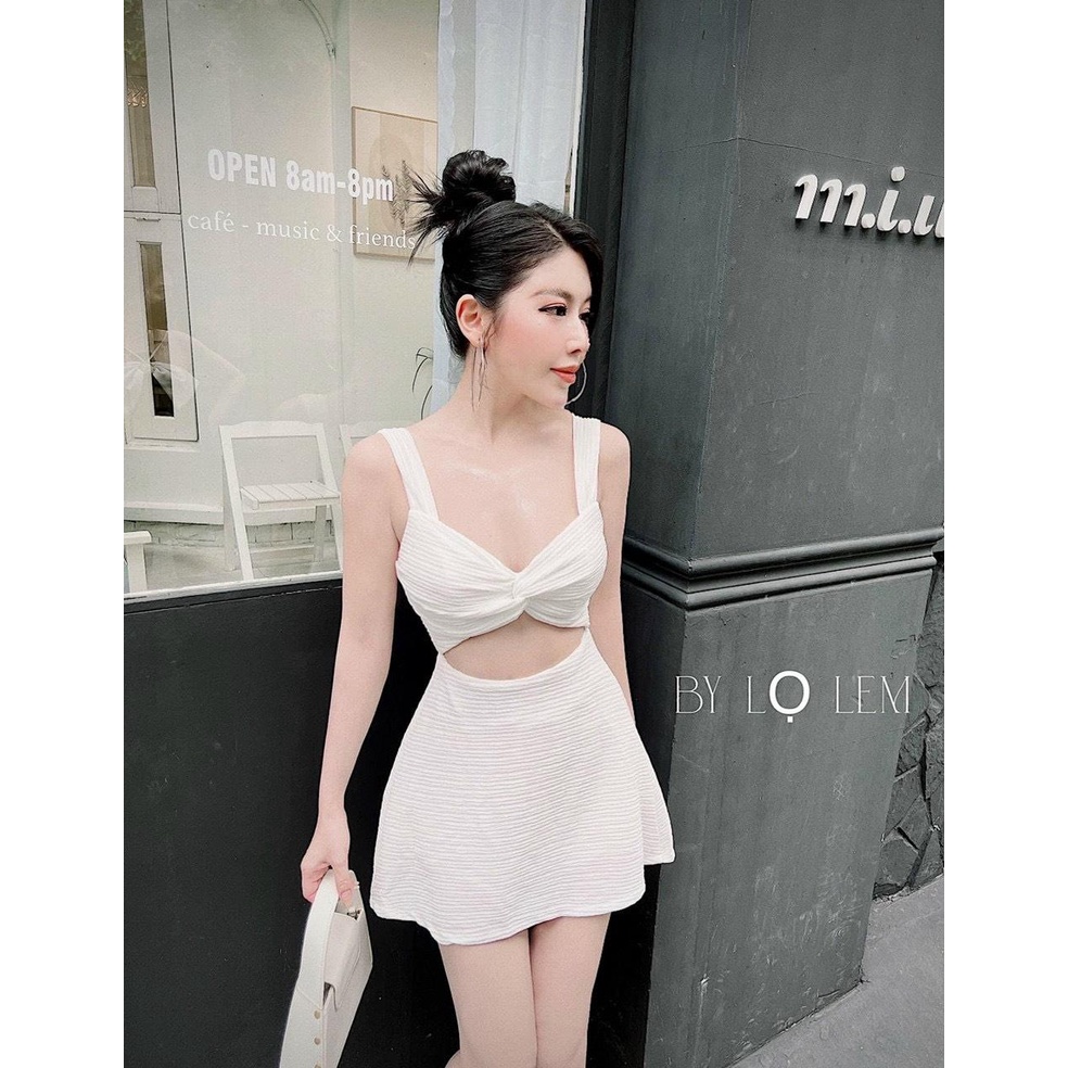 Đầm Hai Dây Body PINKSTORE29, Dáng Ôm Khoét Bụng Xoắn Ngực Quyến Rũ D089