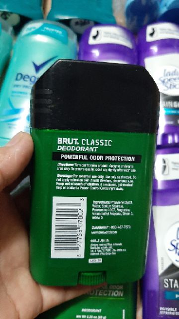 Lăn khử mùi BRUT  CLASSIC SCENT 48H sáp xanh - Hàng nhập Mỹ.