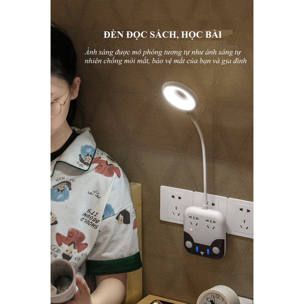 Ổ Cắm Điện Đa Năng Tích Hợp Đèn Led Hình Mèo Cute, Cổng USB Chống Giật Thông Minh