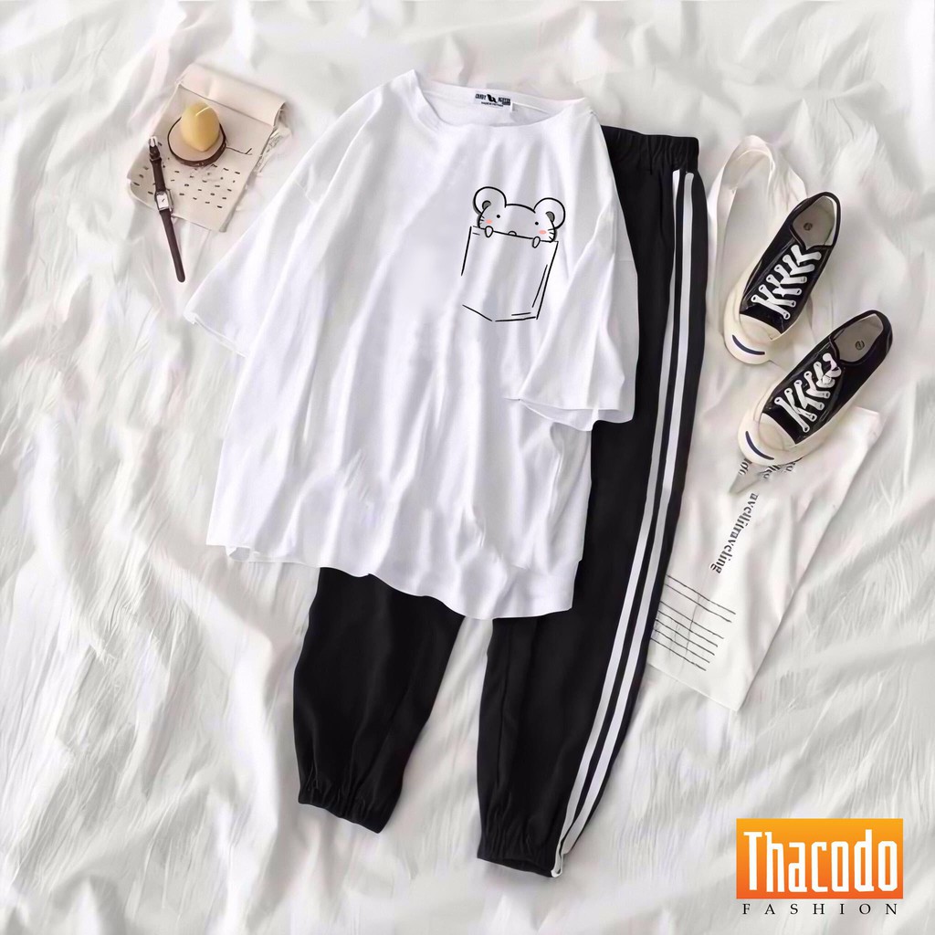 Set Đồ Thể Thao Áo Thun Quần Sọc Đẹp Chất Unisex Form Rộng | BigBuy360 - bigbuy360.vn