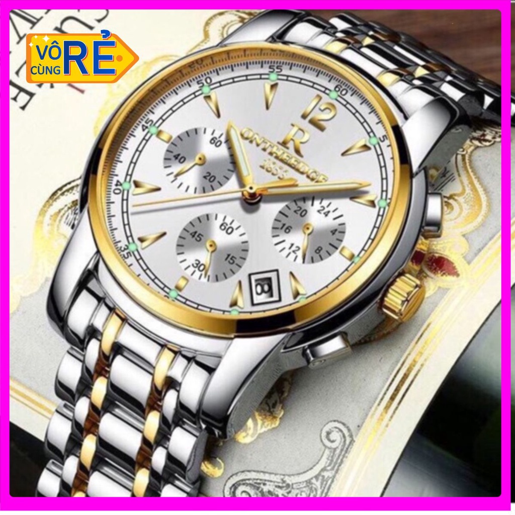 ĐỒNG HỒ NAM CHÍNH HÃNG R-ONTHEEDGE DÂY KIM LOẠI CAO CẤP CHỐNG GỈ CHẠY FULL 6 KIM + LỊCH NGÀY ĐẸP GIÁ RẺ