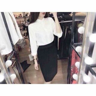Áo sơ mi trắng nữ chất thô lụa