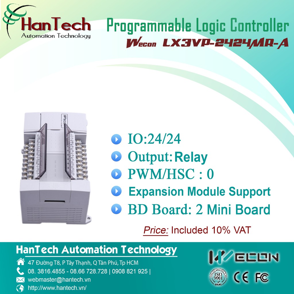 44/ Bộ điều khiển logic có khả năng lập trình (PLC)  Wecon LX3VP-1212MT-A  [HanTech Automation Technology]