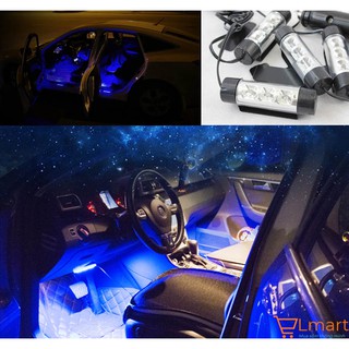 Bộ 4 đèn led chiếu sáng trang trí gầm ghế ô tô, xe hơi cắm tẩu input 12-24V Auto World (Xanh dương)