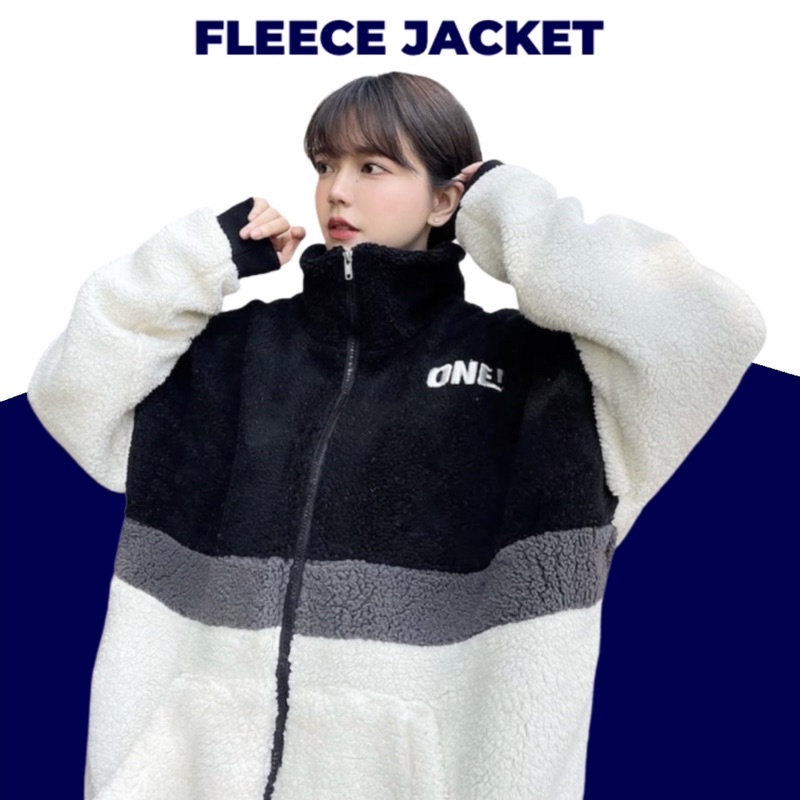 FLEEC JACKET - Áo khoác lông phối màu
