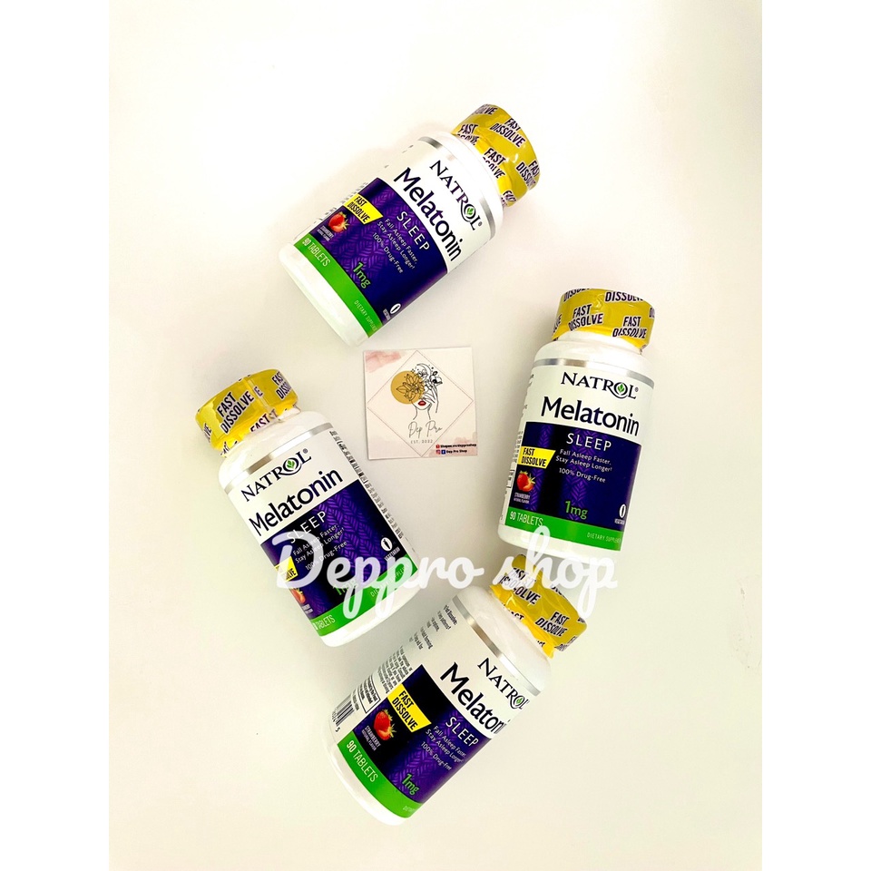 [BILL MỸ DATE 2025]Viên Uống Hỗ Trợ Điều Hòa Giấc Ngủ Natrol Melatonin 1MG Fast Dissolve, Strawberry