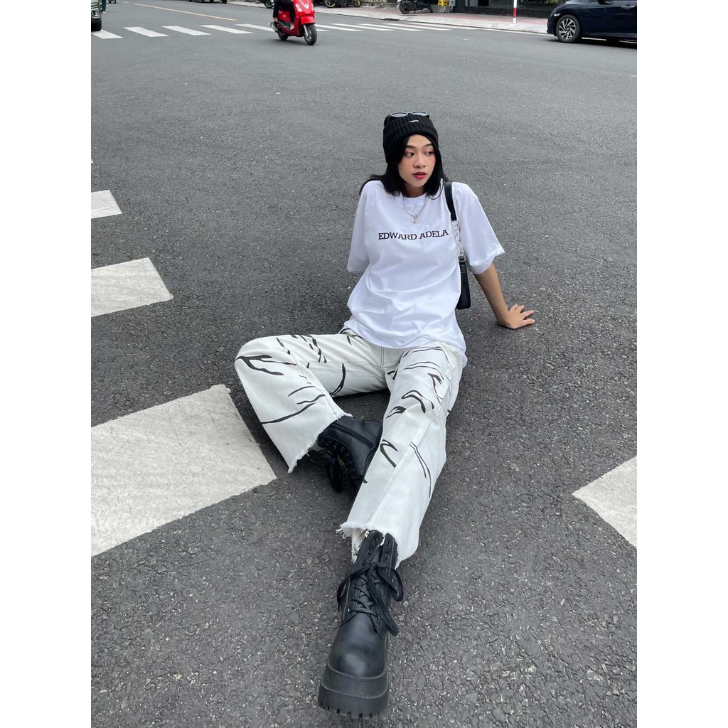 Áo thun tay lỡ Edward Adela form Unisex. Áo phông tay lỡ chất liệu 100% cotton local brand. | BigBuy360 - bigbuy360.vn