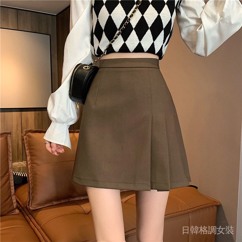 Chân váy ngắn chữ A xếp ly lệch tà có quần trong 2 màu hottrend