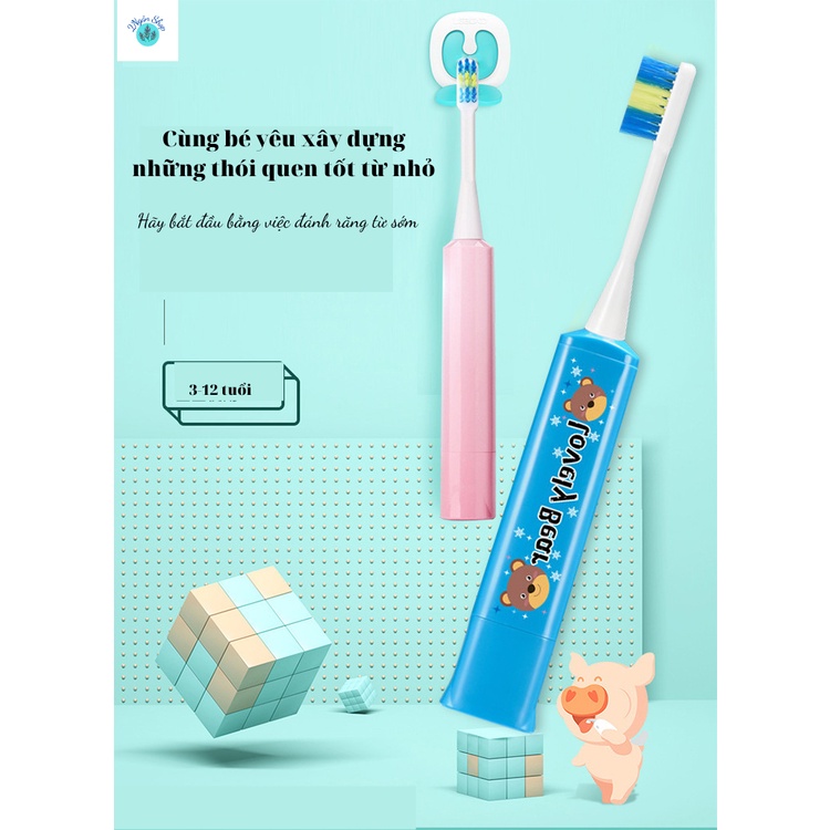Bàn Chải Đánh Răng Điện Cho Trẻ Em Chế Độ Làm Sạch Sâu An Toàn Với Nướu N2001-2 Ngân shop [Tặng Kèm đầu chải]