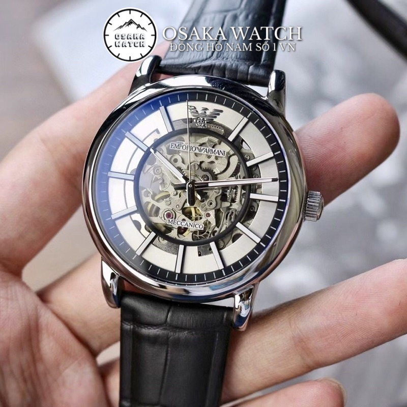 Đồng Hồ Nam Armani Size 40mm Dây Da Máy Cơ Automatic Hàng Chuẩn Cao Cấp - Bảo Hành 24 Tháng
