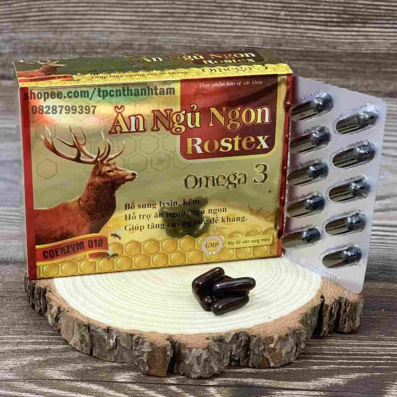 [ Vỉ ] Viên Ăn Ngủ Ngon Rostex bổ sung omega 3, lysin, kẽm loại bỏ mất ngủ, căng thẳng, stress -Hộp 60 viên | BigBuy360 - bigbuy360.vn