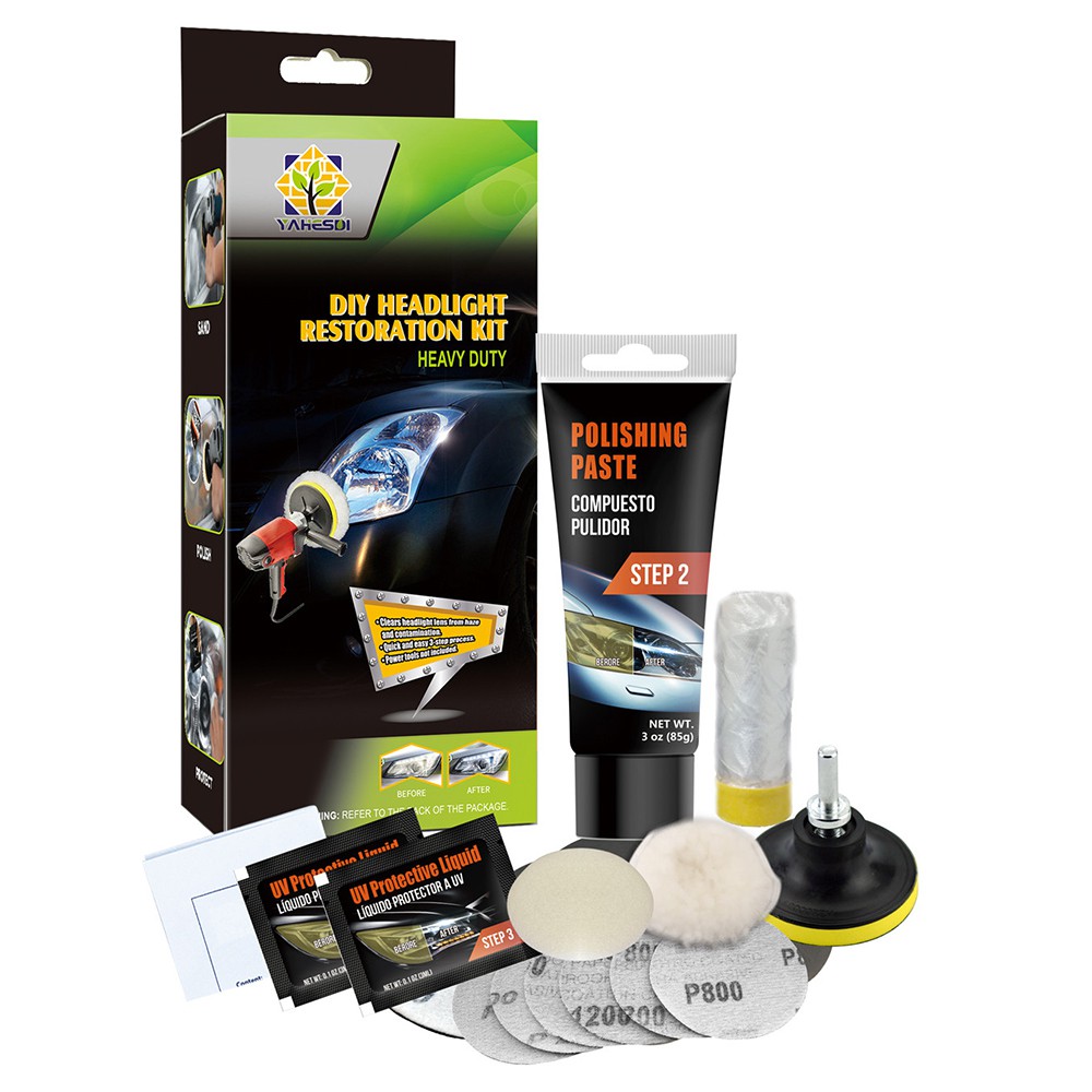 【Ready Stock】 Professional Headlight Repair Kit DIY Headlight Brightener Car Care Repair Kit Head Lens Cleaning (Manual) 【LiveliHood】