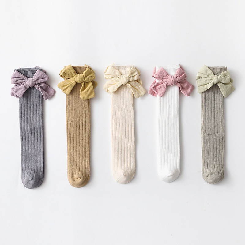 Tất gối vớ cổ cao màu trơn kiểu hàn, tất không gót unisex cho bé 1-7y Mimo baby T11