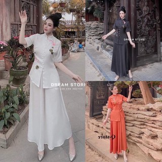 ĐỒ LAM ĐI CHÙA # CỔ TÀU LỤA THÊU CÁ NGỌC
