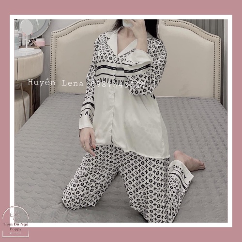 Đồ ngủ pijama nữ lụa LATIN đẹp,Bộ mặc nhà nữ cao cấp đồ Bộ nữ quần dài POPPY-ZICZAC NỬA THÂN