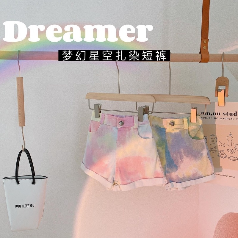 Quần Short Denim Nhuộm Màu Sắc Độc Đáo Thời Trang Mùa Hè Cho Bé Gái