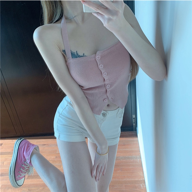 Cocory vn Áo croptop hai dây thời trang quyến rũ cho nữ
