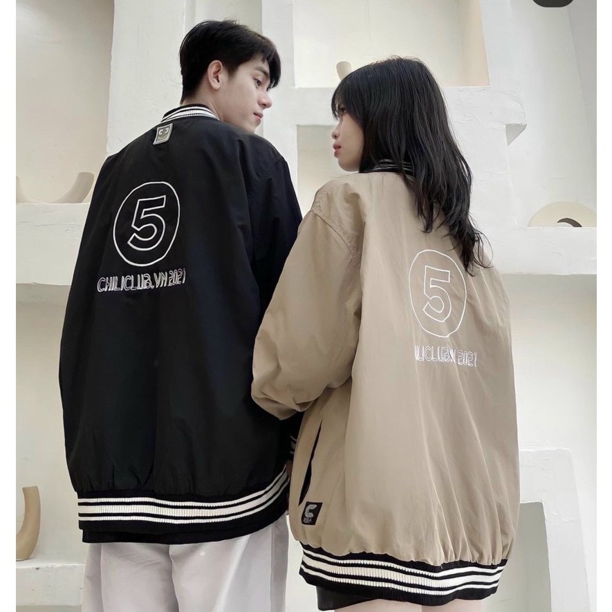 Áo khoác dù nam nữ unisex kiểu bomber form rộng, lót das 2 lớp dày dặn (Chill5)
