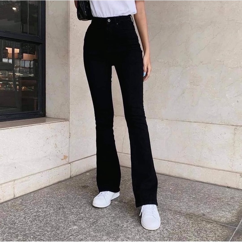 BÁN SỈ QUẦN JEAN LOE CẠP CAO M2441 MÀU ĐEN CHO NỮ