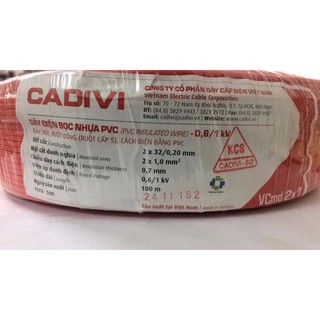 [freeship 70K] Dây điện Cadivi  đôi 2x1.0 vcmd cuộn 100