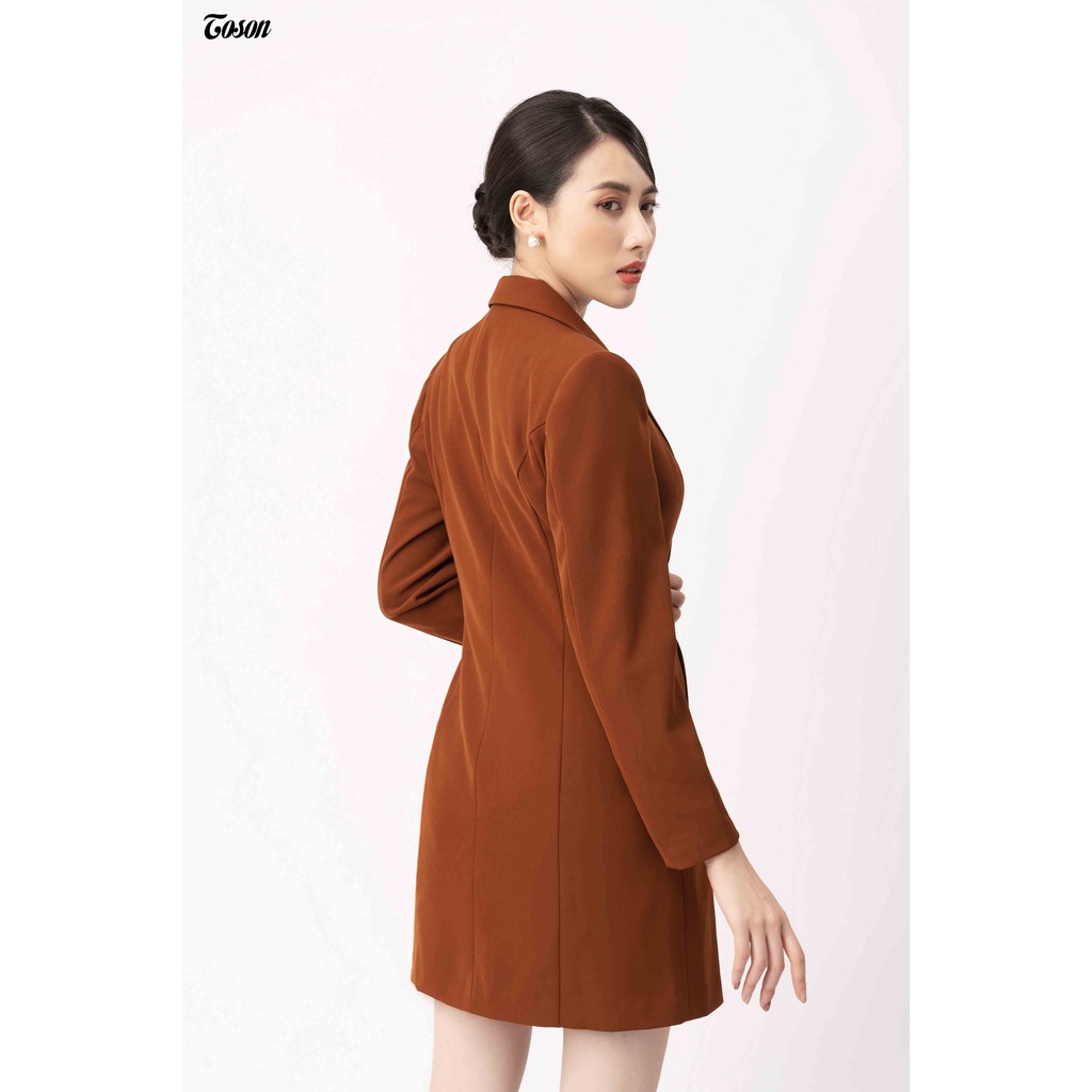 Áo khoác nâu tây dáng dài cổ K túi chéo, sườn phối cá đai - TOSON - 83026E940