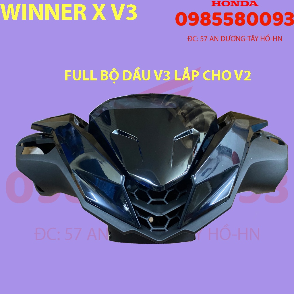 DÀN ÁO, BỘ ĐẦU ĐÈN WINNER X V3 2022 MÀU ĐEN BÓNG