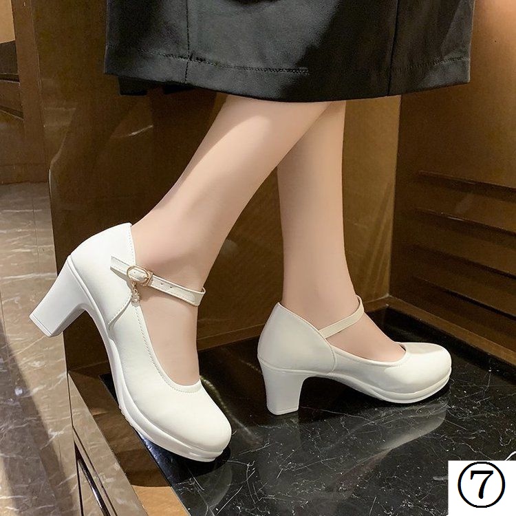 Giày Cao Gót Mũi Tròn Đế Dày Chống Thấm Nước Thời Trang Công Sở Cho Nữ