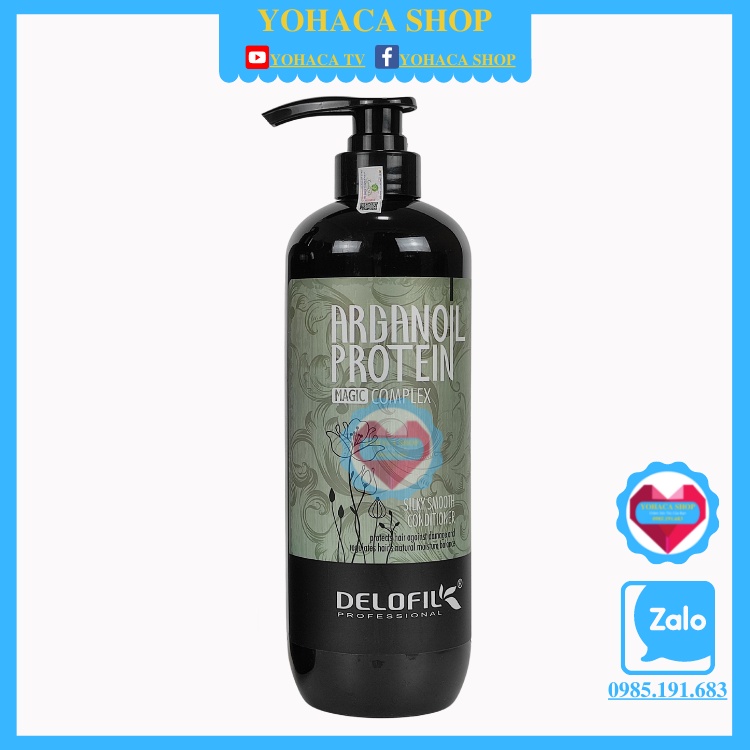 Bộ Dầu Gội Xả Delofil Argan Oil Protein Cho Tóc Gàu Dầu Phục Hồi Mềm Mượt 800ml