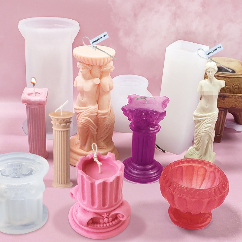Khuôn Làm Nến Thơm DIY Hình Cột Phong Cách Châu Âu Cổ Điển