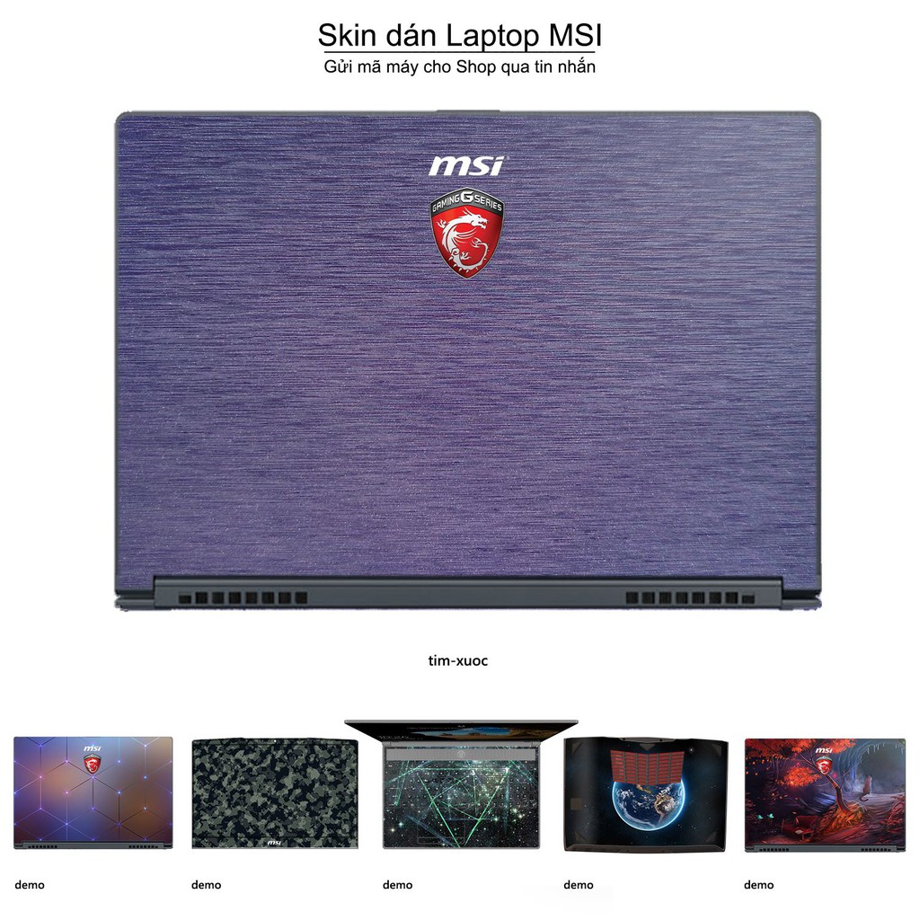 Skin dán Laptop MSI màu tím xước (inbox mã máy cho Shop)