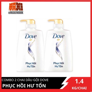 COMBO 2 Chai dầu gội Dove Phục hồi Hư tổn 1400g