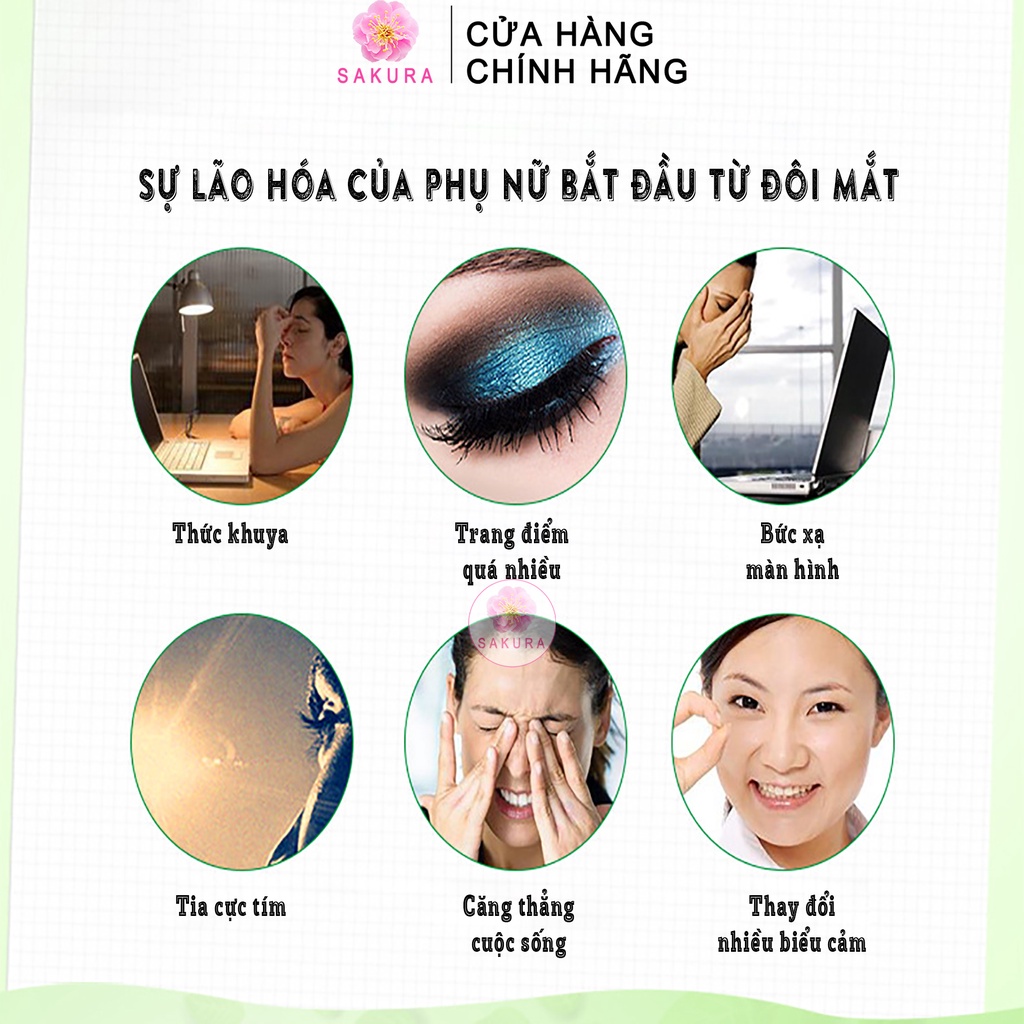 Mặt nạ mắt dưỡng ẩm giảm thâm quầng bổ sung collagen Mask mắt nội địa trung dưỡng da  Images Bioaqua SAKURA 7.5ml