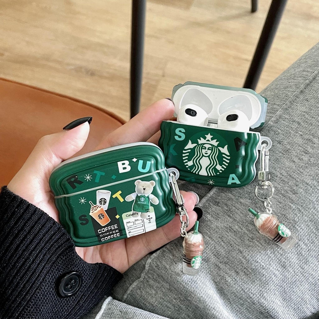 Vỏ Bảo Vệ Hộp Sạc Tai Nghe Bluetooth Airpods 1 / 2 3 2021 Pro2 2022 Bằng Silicon Tpu Mềm Chống Sốc Họa Tiết Cà Phê Thời Trang
