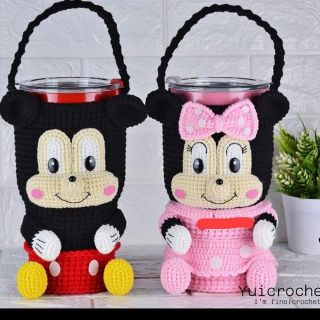 Túi đựng bình nước móc len handmade
