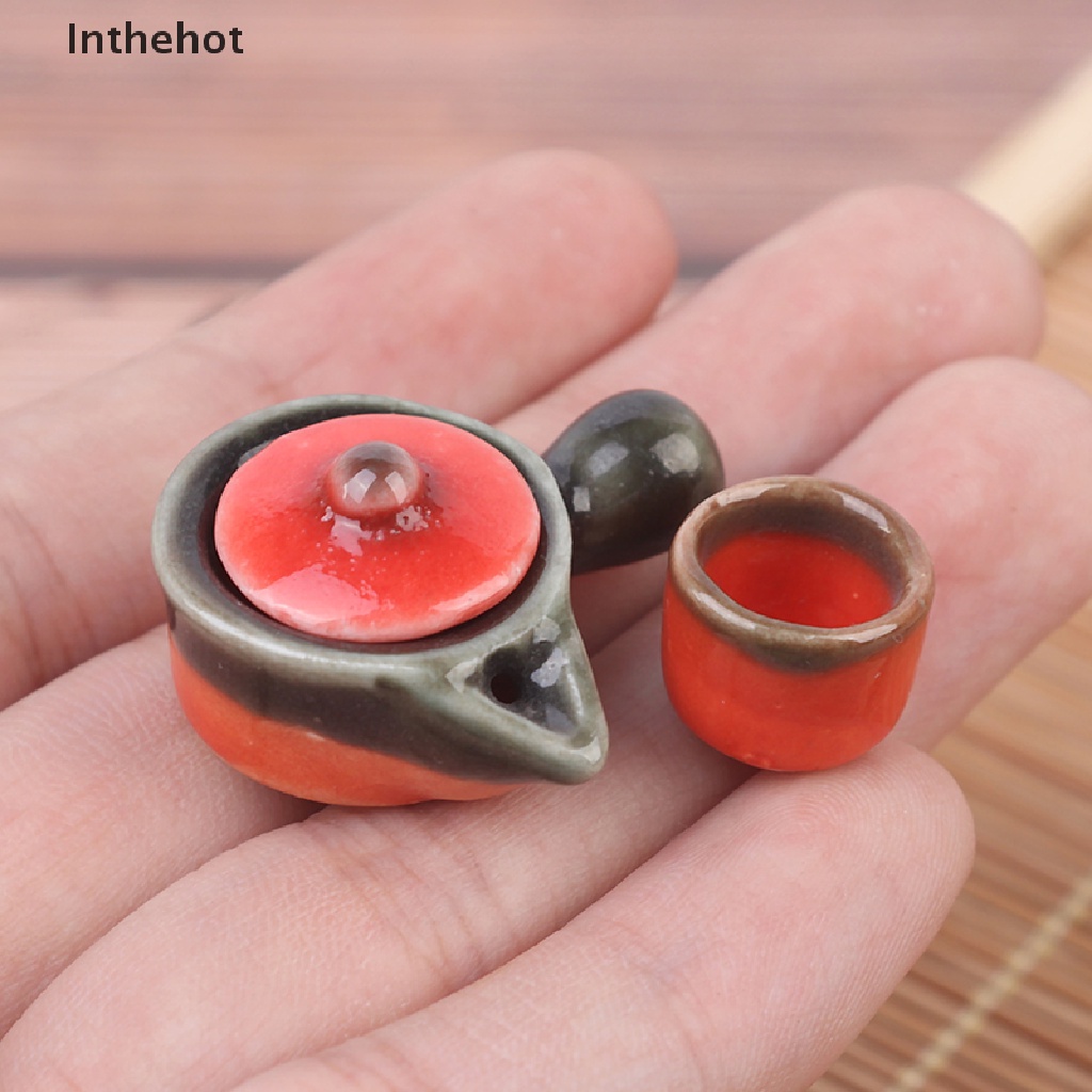 Bộ 2 Tách Uống Trà mini Bằng Sứ Trang Trí Nhà Búp Bê