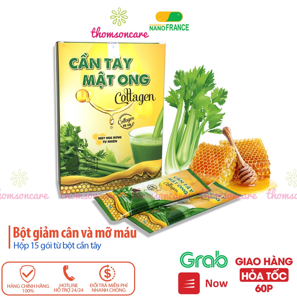 Bột cần tây mật ong có thêm Collagen, hỗ trợ giảm cân, đẹp da, bổ sung chất xơ, giảm béo, mỡ máu, ngăn lão hóa