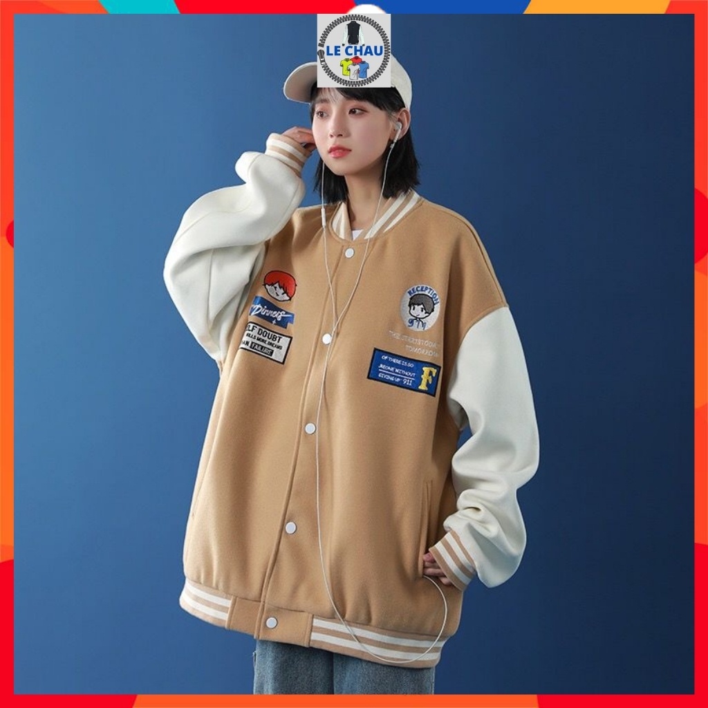 Áo khoác bomber nam nữ form rộng ulzzang  áo khoác nỉ bông unisex street style Hàn Quốc AKBBN LECHAU cao cấp rẻ siêu đẹp | BigBuy360 - bigbuy360.vn