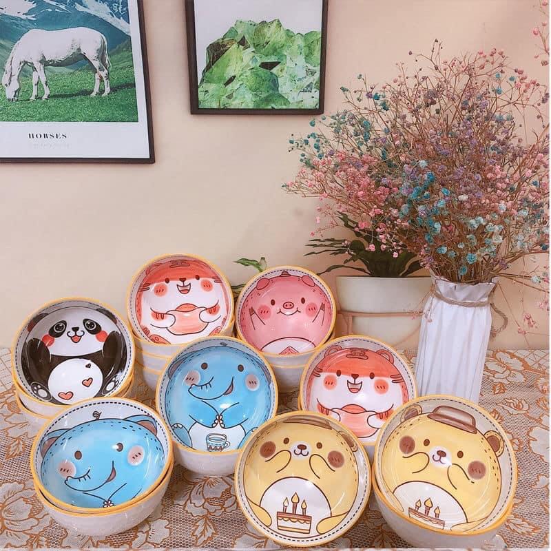 Bát ăn cơm hình thú hoạ tiết tráng men cao cấp.Bát sứ decor đẹp