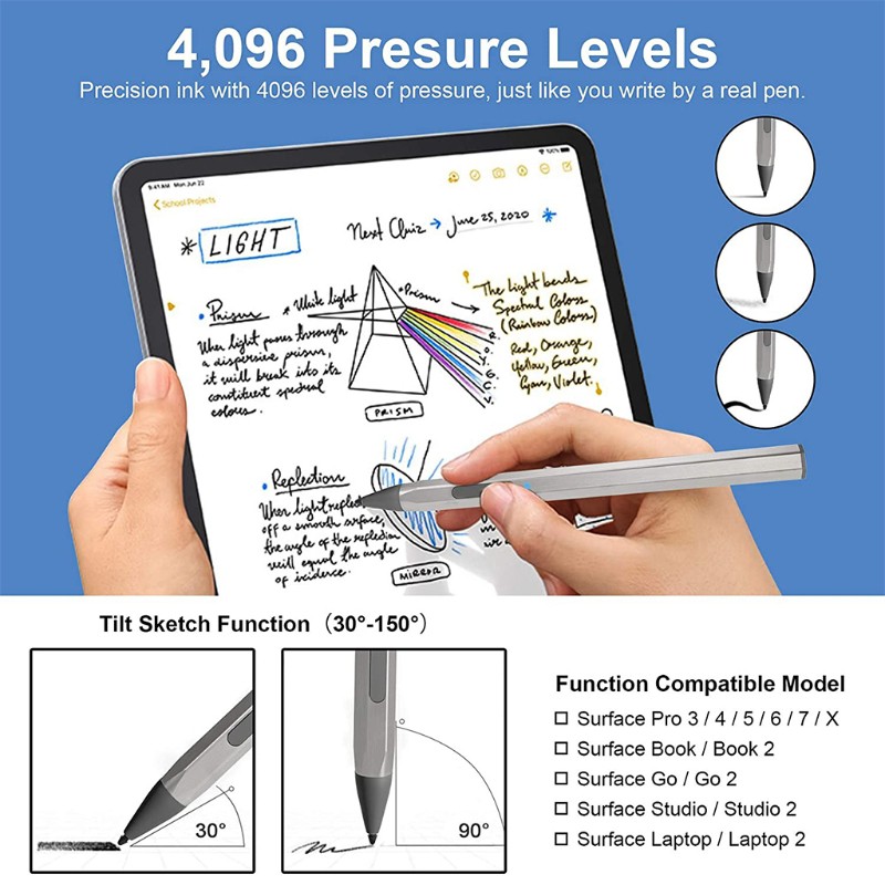 Bút Cảm Ứng Không Dây Kèm Cáp Sạc Cho Surface Pro 5 6 7 X Book Go / Note