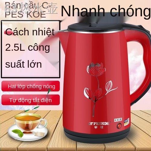 GNồi cách nhiệt bán cầu Ấm đun nước siêu tốc Inox chống đóng cặn công suất lớn sôi