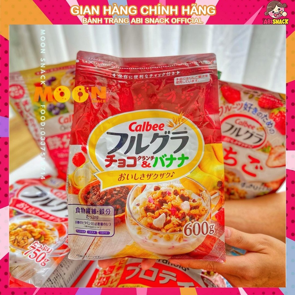 Ngũ cốc dinh dưỡng giảm cân Nhật Bản trái cây Calbee Nhật Bản nhiều vị mới túi 400gr/420gr/450gr/600gr/750gr