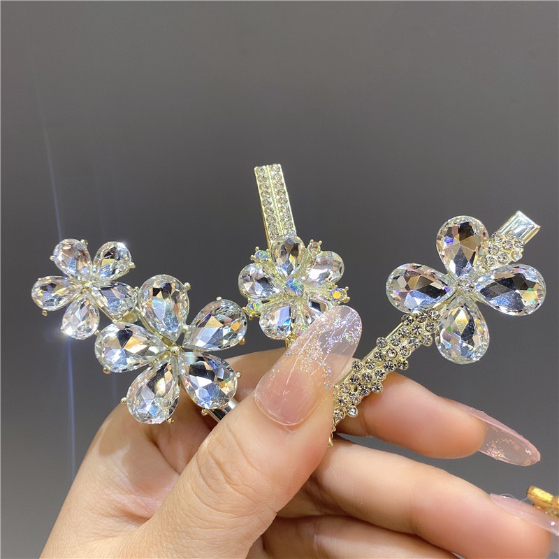 Kẹp Tóc Hình Hoa Đính Đá Lấp Lánh 2022 Thời Trang Mùa Hè Mới Cho Nữ