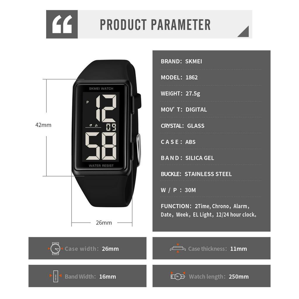 SKMEI thời trang sinh viên đồng hồ nam nữ đơn giản lớn kỹ thuật số LED hiển thị cổ tay xem silicone dây đeo chronograph thể thao ngày đồng hồ