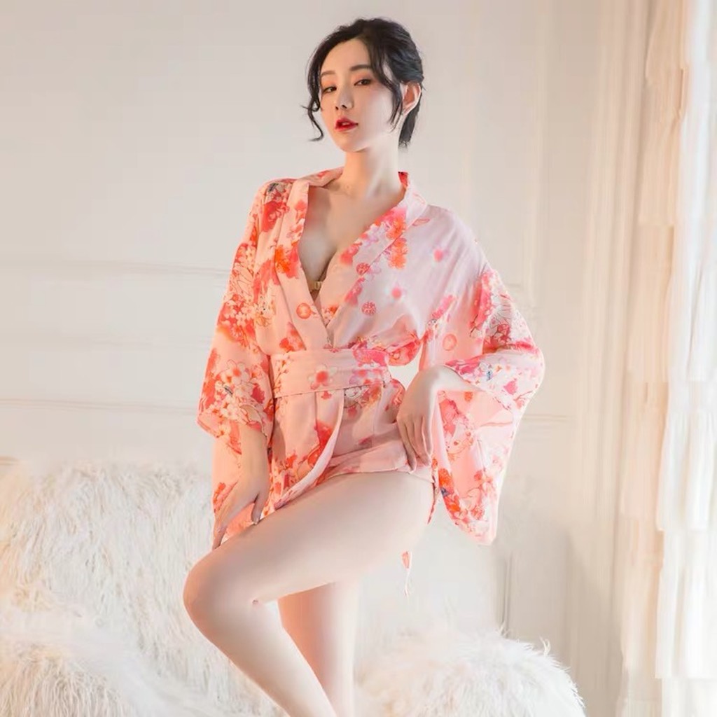 Đồ ngủ sexy công chua hoa anh đào kimono gợi cảm quyến rũ