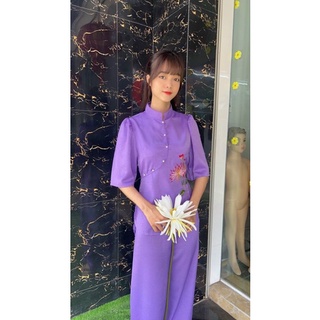 Đồ lam đi chùa mẫu bông lụa