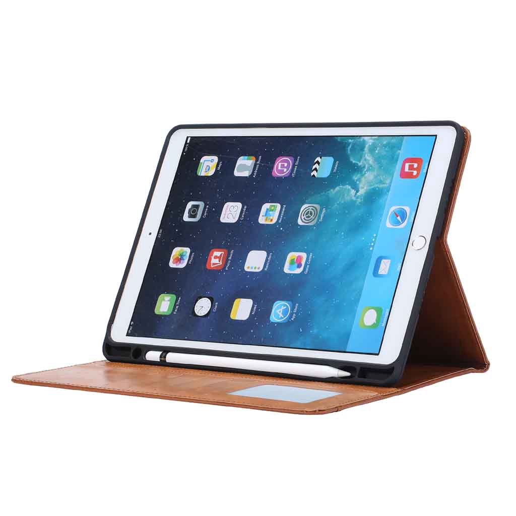 Pu Leather Case With Pen Holder For Apple iPad5 iPad6 iPad7thGen iPad8th iPad9 iPad10.2" mini3 mini4 mini5 mini6 8.3" Pro10.5" Air1 Air2 Air3 Air4 10.9" Pro11 Pro12.9" Auto Wake Sleep Cover
