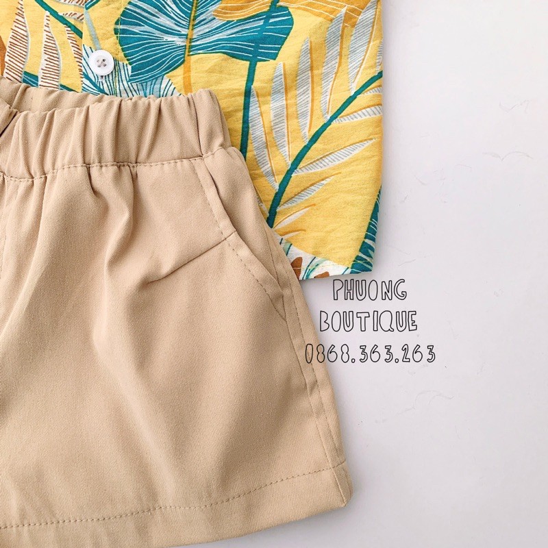 Quần áo trẻ em Phuongboutique set bộ đồ thô đũi cao cấp cho bé trai từ 8-16kg